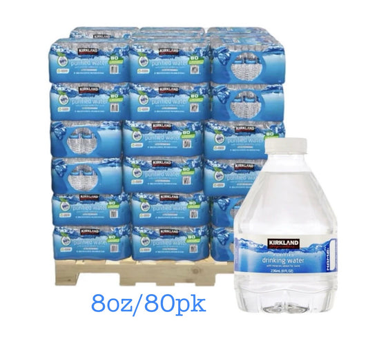 KIRKLAND PURIFIED WATER(8OZ BOTTLES) FULL PALLET, HALF PALLET, & 10 CASE OPTIONS 8 oz Bottled Water